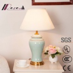 Chinese Style Ceramics Body Light off-White Table Lamp for Living Room