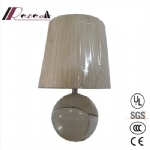 Modern Crystal Round Fabric Shade Table Lamp for Bedroom